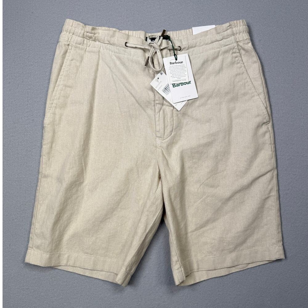 Barbour Men's Linen-Cotton Mix Shorts - Light Stone 30 $110
